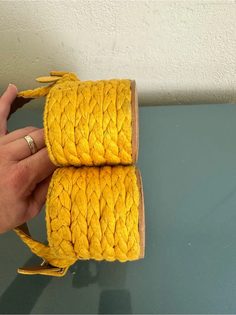 Robert Clergerie Aida Goldenrod Raffia Platform Sandals Size US 6 EU 36.5 $450